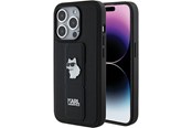 Mobil - Covers & Cases - Karl Lagerfeld Gripstand Saffiano Choupette Pins case for iPhone 15 Pro - black - 3666339207458