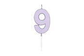 Legetøj - Globos Cake candle 4.5cm Pastel Lilac no. 9 - 1219