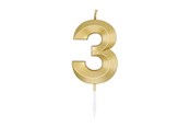 Legetøj - Globos Cake Candle 6cm Metallic Gold no. 3 - 1013