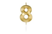 Legetøj - Globos Cake Candle 6cm Metallic Gold no. 8 - 1018