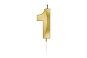 Legetøj - Globos Cake Candle 6cm Metallic Gold no. 1 - 1011