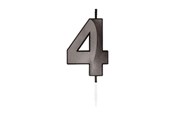 Legetøj - Globos Cake Candle 6cm Metallic Black no. 4 - 1064