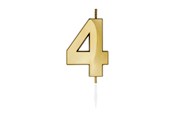 Legetøj - Globos Cake Candle 6cm Metallic Gold no. 4 - 1014