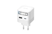 Mobil - Adaptere & Opladere - CUKTECH AD653W 67W GaN 2x USB-C + USB-A Wall Charger with 70cm Retractable USB-C Cable - White - AD653W