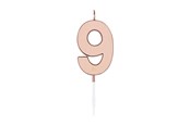 Legetøj - Globos Cake Candle 4.5cm Metallic Rose Gold no. 9 - 1099