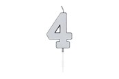 Legetøj - Globos Cake Candle 4.5cm Metallic Silver no. 4 - 1084