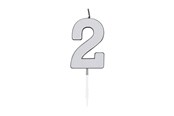 Legetøj - Globos Cake Candle 4.5cm Metallic Silver no. 2 - 1082