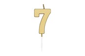 Legetøj - Globos Cake candle 4.5cm Metallic Gold no. 7 - 1077