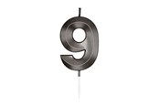 Legetøj - Globos Cake Candle 6cm Metallic Black no. 9 - 1069