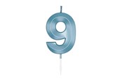 Legetøj - Globos Cake Candle 6cm Metallic Light Blue no. 9 - 1059