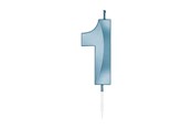 Legetøj - Globos Cake Candle 6cm Metallic Light Blue no. 1 - 1051