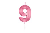 Legetøj - Globos Cake Candle 6cm Metallic Light Pink no. 9 - 1049