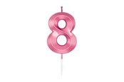 Legetøj - Globos Cake Candle 6cm Metallic Light Pink no. 8 - 1048