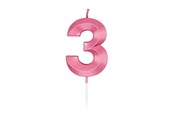 Legetøj - Globos Cake Candle 6cm Metallic Light Pink no. 3 - 1043