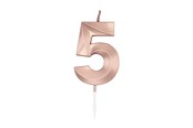 Legetøj - Globos Cake Candle 6cm Metallic Rose Gold no. 5 - 1035