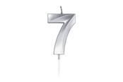 Legetøj - Globos Cake Candle 6cm Metallic Silver no.7 - 1027