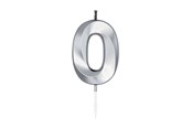 Legetøj - Globos Cake Candle 6cm Metallic Silver no.0 - 1020