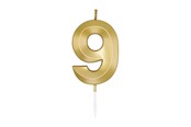 Legetøj - Globos Cake Candle 6cm Metallic Gold no. 9 - 1019