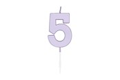 Legetøj - Globos Cake candle 4.5cm Pastel Lilac no. 5 - 1215