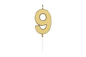 Legetøj - Globos Cake candle 4.5cm Metallic Gold no. 9 - 1079
