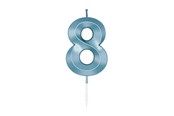 Legetøj - Globos Cake Candle 6cm Metallic Light Blue no. 8 - 1058