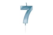 Legetøj - Globos Cake Candle 6cm Metallic Light Blue no. 7 - 1057
