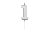 Legetøj - Globos Cake Candle 4.5cm Metallic Silver no. 1 - 1081
