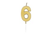 Legetøj - Globos Cake candle 4.5cm Metallic Gold no. 6 - 1076