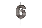 Legetøj - Globos Cake candle 6cm Metallic Black no. 6 - 1066