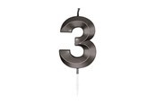 Legetøj - Globos Cake Candle 6cm Metallic Black no. 3 - 1063