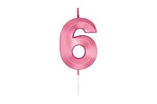 Legetøj - Globos Cake Candle 6cm Metallic Light Pink no. 6 - 1046