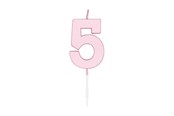 Legetøj - Globos Cake candle 4.5cm Pastel Pink no. 5 - 1115