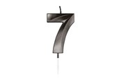 Legetøj - Globos Cake candle 6cm Metallic Black no. 7 - 1067