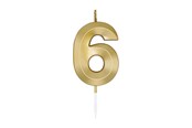 Legetøj - Globos Cake Candle 6cm Metallic Gold no. 6 - 1016
