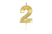 Legetøj - Globos Cake Candle 6cm Metallic Gold no. 2 - 1012