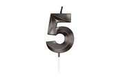 Legetøj - Globos Cake Candle 6cm Metallic Black no. 5 - 1065
