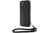 Mobil - Covers & Cases - BMW Signature Leather Wordmark Cord case for iPhone 15 Plus / 14 Plus - black - 3666339232665