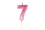 Legetøj - Globos Cake Candle 6cm Metallic Light Pink no. 7 - 1047