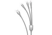 USB kabel - Dudao L20X 3in1 USB cable - Lightning / microUSB / USB Type C 65W 1.2m - Gray - 6973687242220