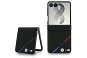 Mobil - Covers & Cases - BMW M Leather Perforated Tricolor Stripe Metal Logos MagSafe Case for Samsung Galaxy Z Flip 8 - Black - 3666339662615