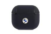 Mobil - Andet Tilbehør - BMW Genuine Leather Silver Logo Case for AirPods 3 - Navy Blue - 3666339009458