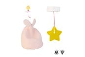 Dukke, bamse og udstyr - Micki Lundby gul stjerne loftlampe med lys og pink puf. Bruger 2x CR2032 batterier (medfølger ikke); 15-minutters automatisk slukning. - 18401