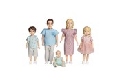 Dukke, bamse og udstyr - Micki Lundby familie: mor, far, 2 børn og 1 baby. Aftageligt tøj. Fra 3 år - 18407