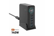 Mobil - Adaptere & Opladere - FIXED Super Fast GaN 140W Desktop Charger - 4xUSB-C & 1xUSB-A - Black - FIXCG140D-4C1A-BK