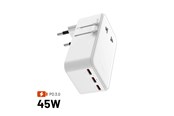 Mobil - Adaptere & Opladere - FIXED 70W Travel Charger USB-C/-A - For EU/UK/USA/AUS - White - FIXCT45-3C1A-WH