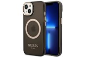 Mobil - Covers & Cases - GUESS GUHMP14MHTCMK iPhone 14 Plus 6.7" black/black hard case Gold Outline Translucent MagSafe - 3666339069599