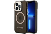 Mobil - Covers & Cases - GUESS GUHMP14XHTCMK iPhone 14 Pro Max 6.7" black/black hard case Gold Outline Translucent MagSafe - 3666339069612