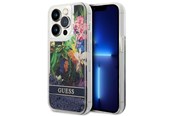 Mobil - Covers & Cases - GUESS Flower Liquid Glitter case for iPhone 14 Pro Max - blue - 3666339066116