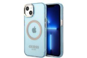 Mobil - Covers & Cases - GUESS Gold Outline Translucent MagSafe case for iPhone 13 - blue - 3666339056988