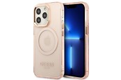Mobil - Covers & Cases - GUESS Gold Outline Translucent MagSafe case for iPhone 13 Pro Max - pink - 3666339057121